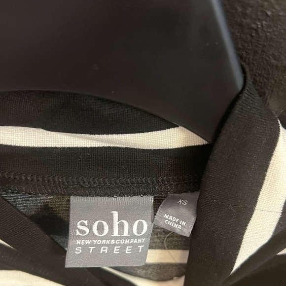 NY&Co soho street Black & White Striped Mock Neck Dress - Picture 3 of 5